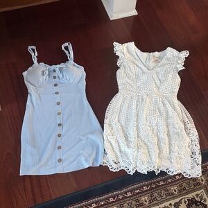 Elegant White Lace Dress and blue bundle size small